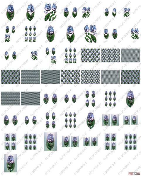 Bejewelled Light Violet Tulip Set - 52 Pages to Download