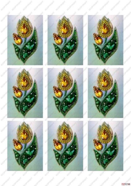 Bejewelled Yellow Tulip Set - 52 Pages to Download