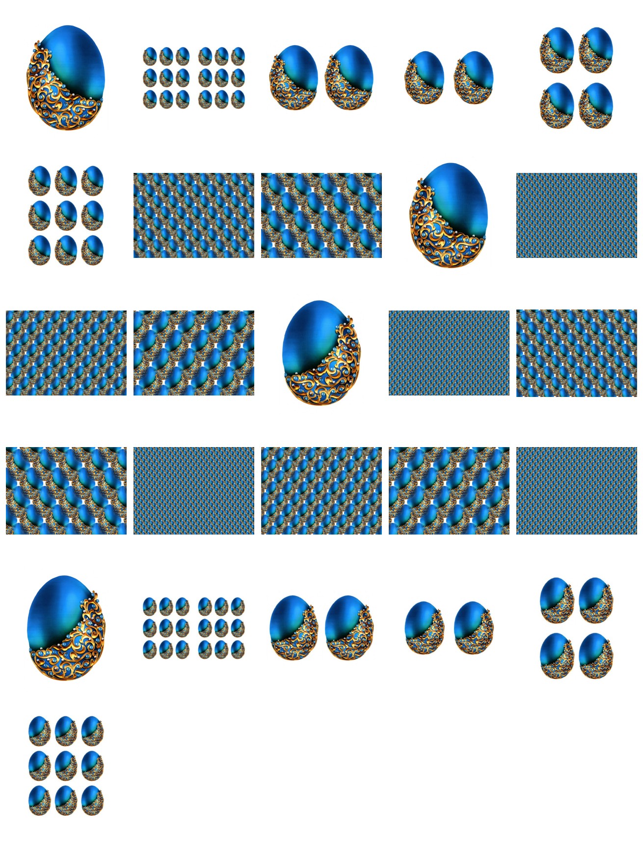 Blue Filigree Egg Set - 26 Pages to Download 