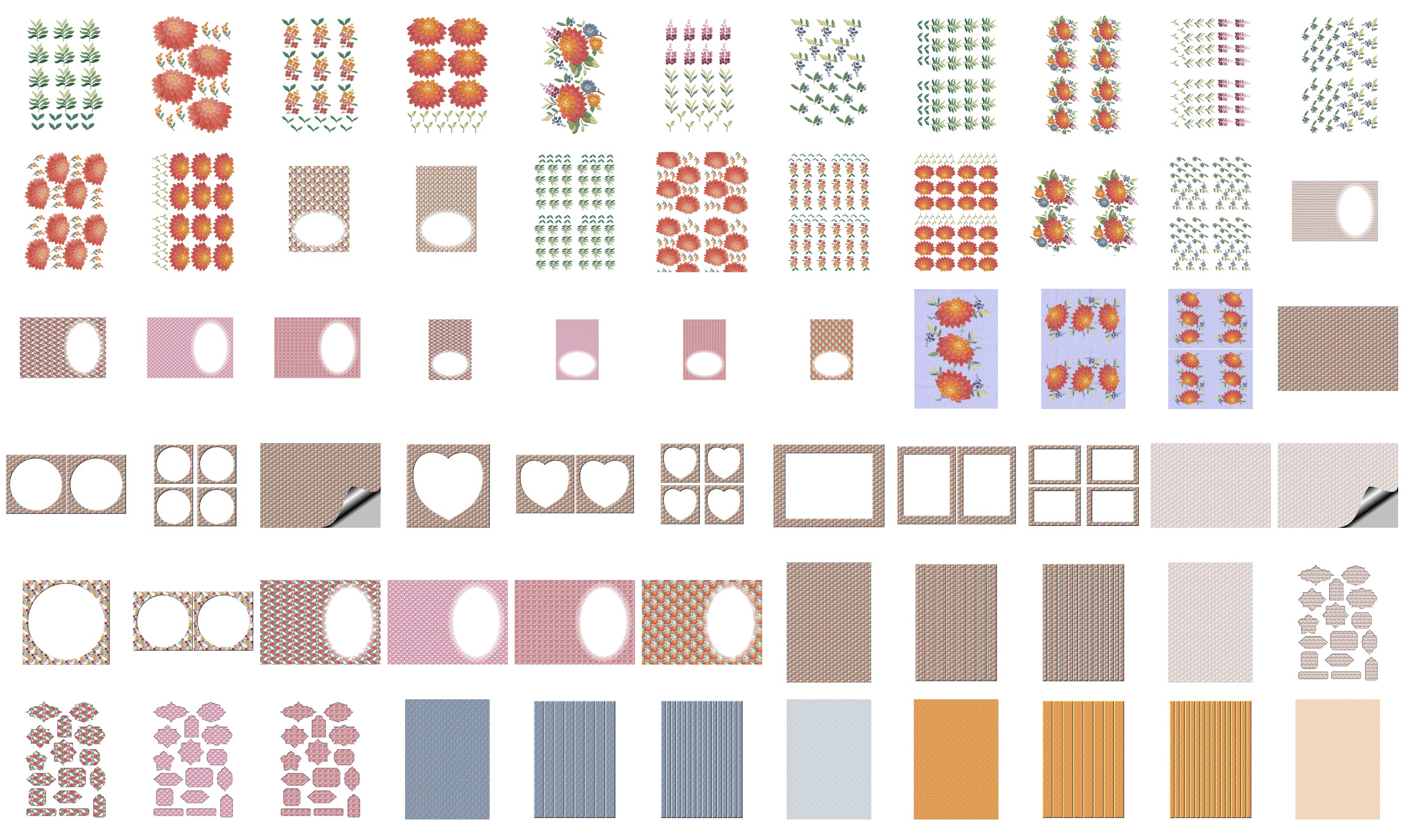 Dot's Heirlooms Bold Blooms Set 02 - 66 x A4 Pages <b>DOWNLOAD