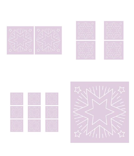 Digital White Work Christmas Star <b>Purple 4 Sizes - 4 x A4 Sheets Download
