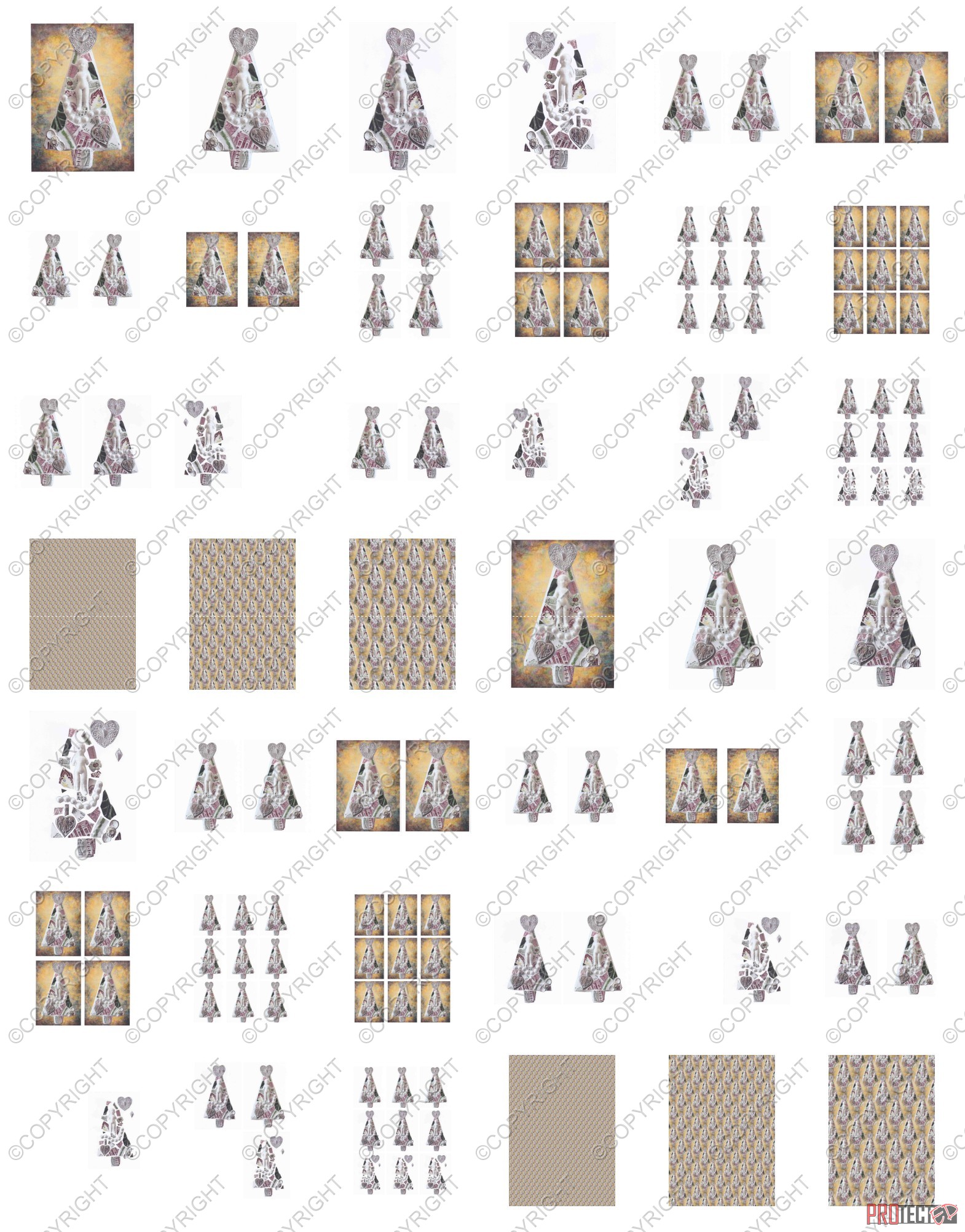 Christmas Tree Tile Effect Set 02 - 42 Pages-to Download 