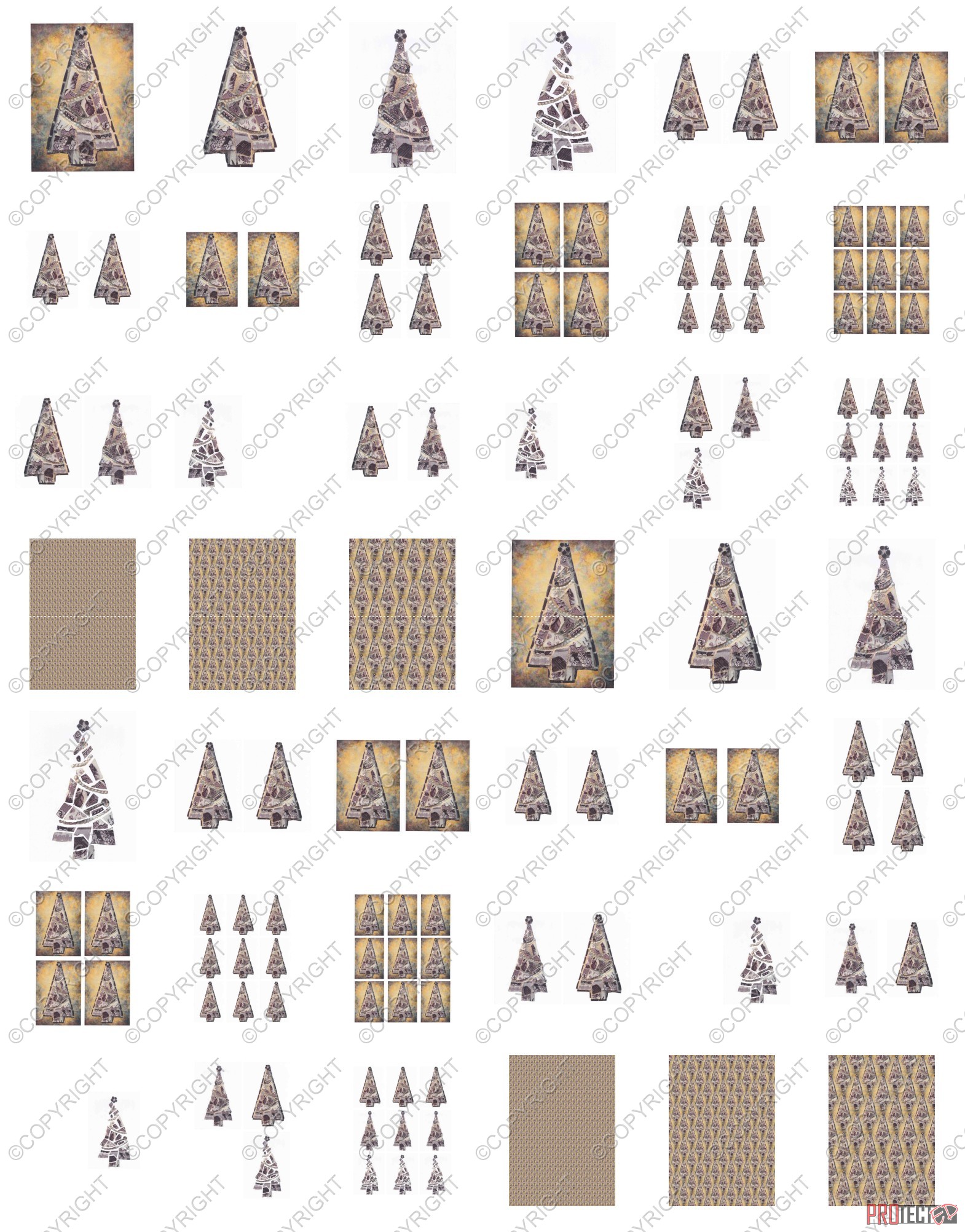 Christmas Tree Tile Effect Set 04 - 42 Pages-to Download 