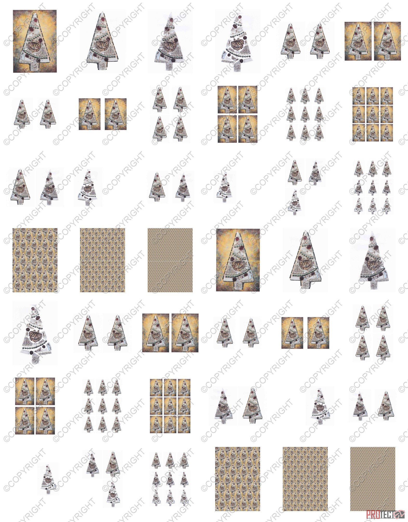 Christmas Tree Tile Effect Set 05 - 42 Pages-to Download 