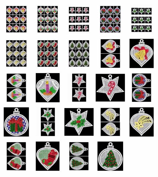 Christmas Lace Embroidered Topper Sheets - 24 x A4 Pages to DOWNLOAD
