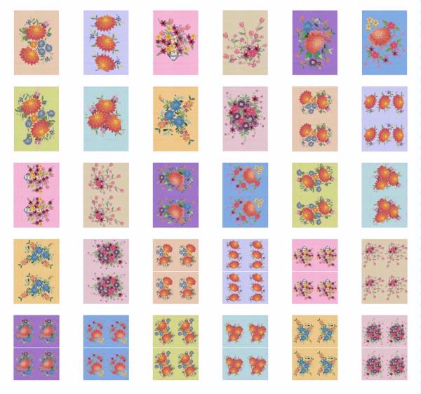 Dot's Heirlooms Bold Blooms - Toppers Full Set - 30 A4 Sheets