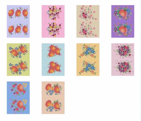Dot's Heirlooms Bold Blooms - 10 x A4 Med Topper Sheet <b>DOWNLOAD
