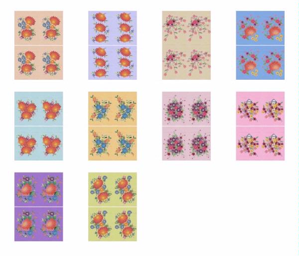 Dot's Heirlooms Bold Blooms - 10 x A4 Sml Topper Sheet <b>DOWNLOAD