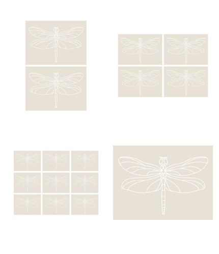 Digital White Work Dragonfly <b>Cool Grey 4 Sizes - 4 x A4 Sheets Download