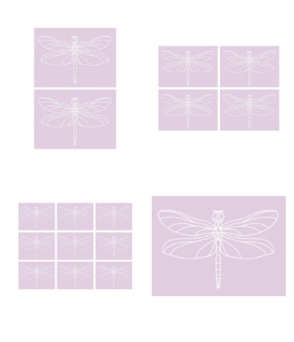 Digital White Work Dragonfly <b>Purple 4 Sizes - 4 x A4 Sheets Download