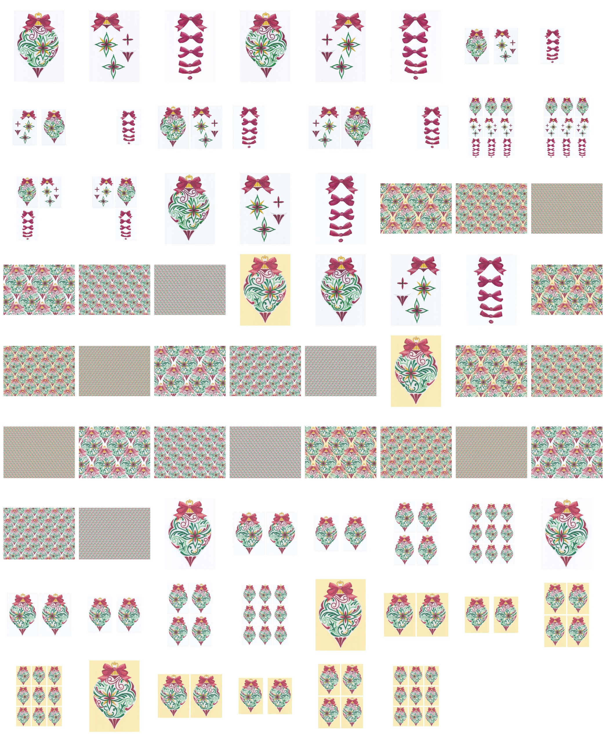 Christmas Fabric Effect Baubles Set 05- 70 Pages to Download