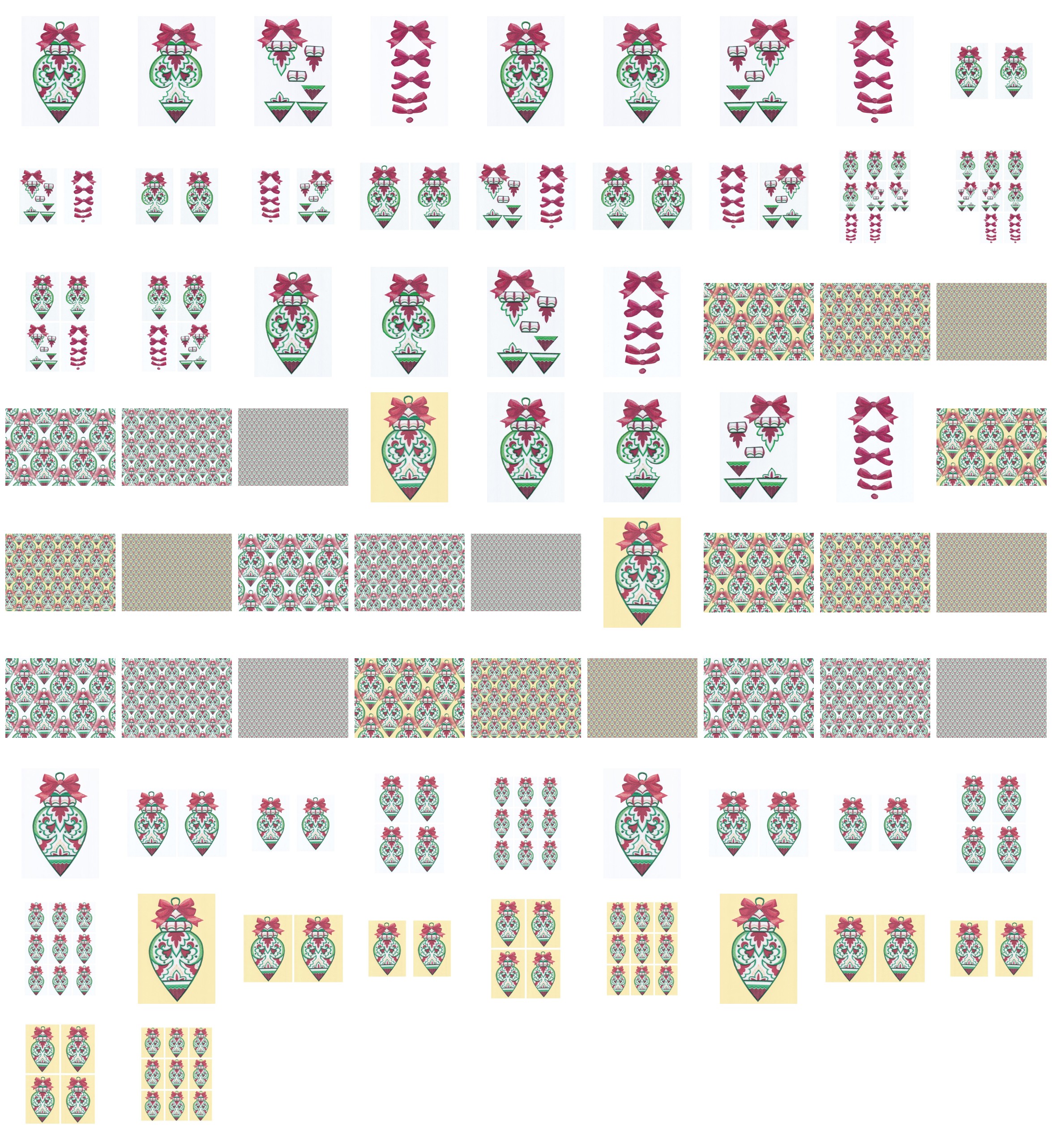 Christmas Fabric Effect Baubles Set 08- 74 Pages to Download