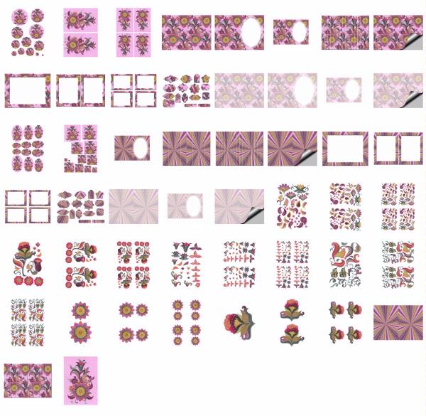 Jacobean Flowers Stitch Effect Set 18 - 52 x A4 Pages to DOWNLOAD