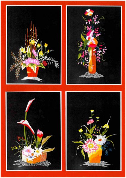 Oriental Flowers On Black Toppers - 6 x A4 Download
