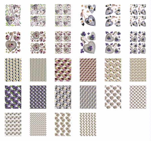 Porcelain Hearts & Flowers Sets1-4 Decoupage - 28 Pages to Download
