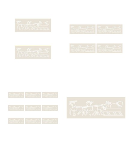 Digital White Work Reindeer & Santa <b>Cool Grey 4 Sizes - 4 x A4 Sheets Downloa