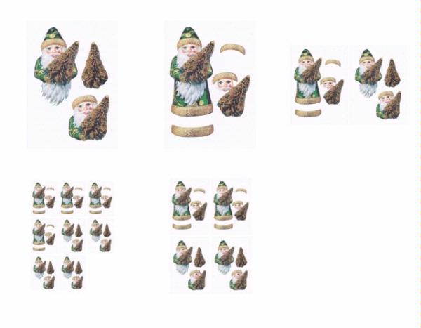 Father Christmas with Tree - Green - 5 Pages to DOWNLOAD