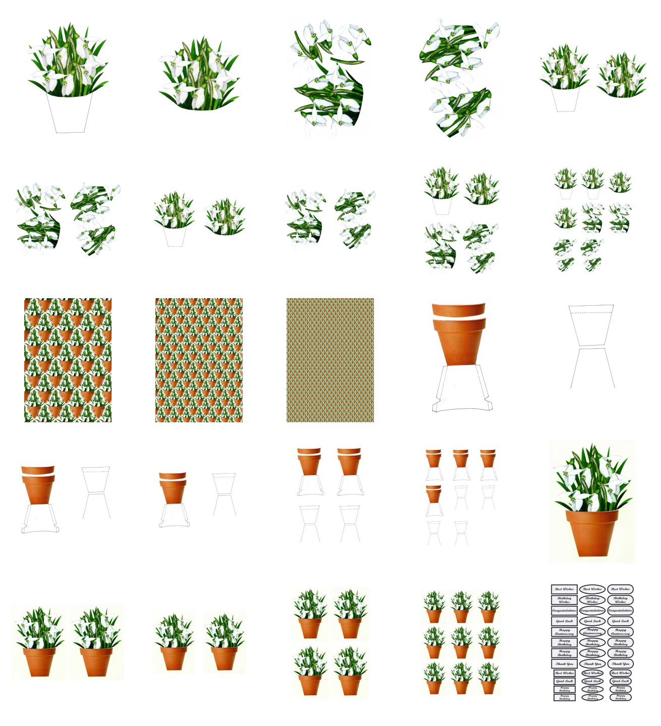 Spring Snowdrop Flowers Set 01 - 25 Pages to Download