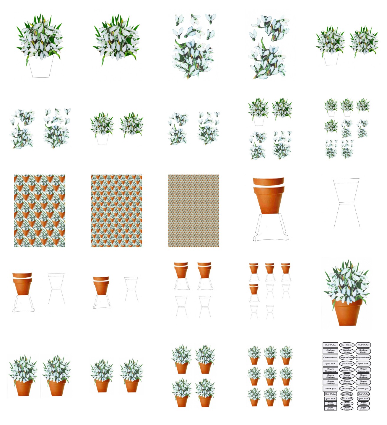 Spring Snowdrop Flowers Set 02 - 25 Pages to Download