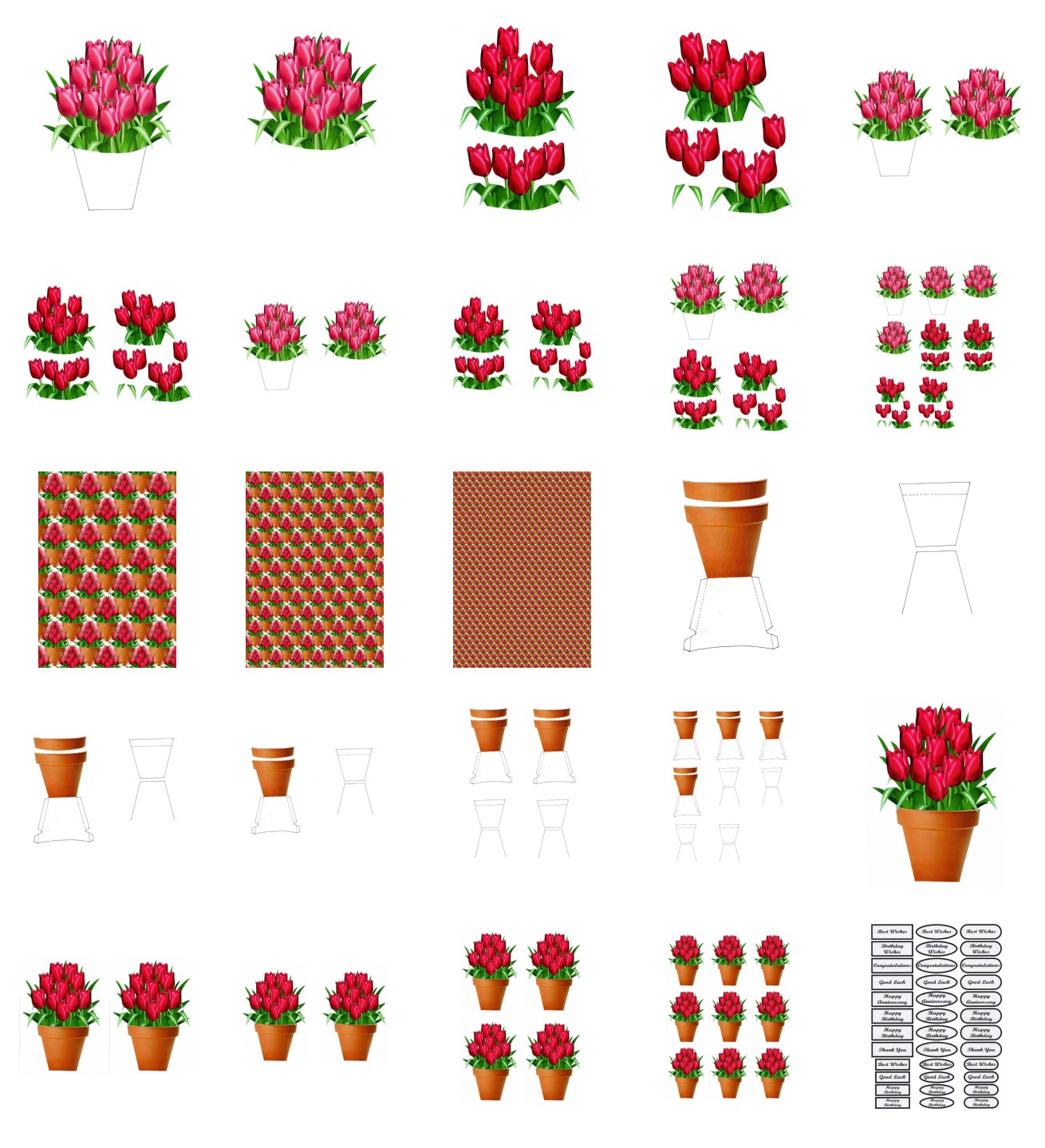 Spring Tulip Flowers Set 01 - 25 Pages to Download