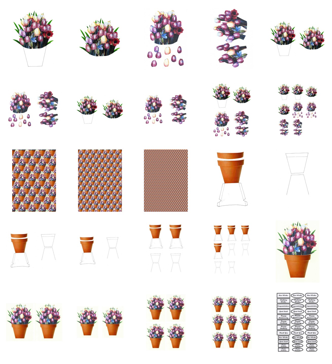 Spring Tulip Flowers Set 02 - 25 Pages to Download