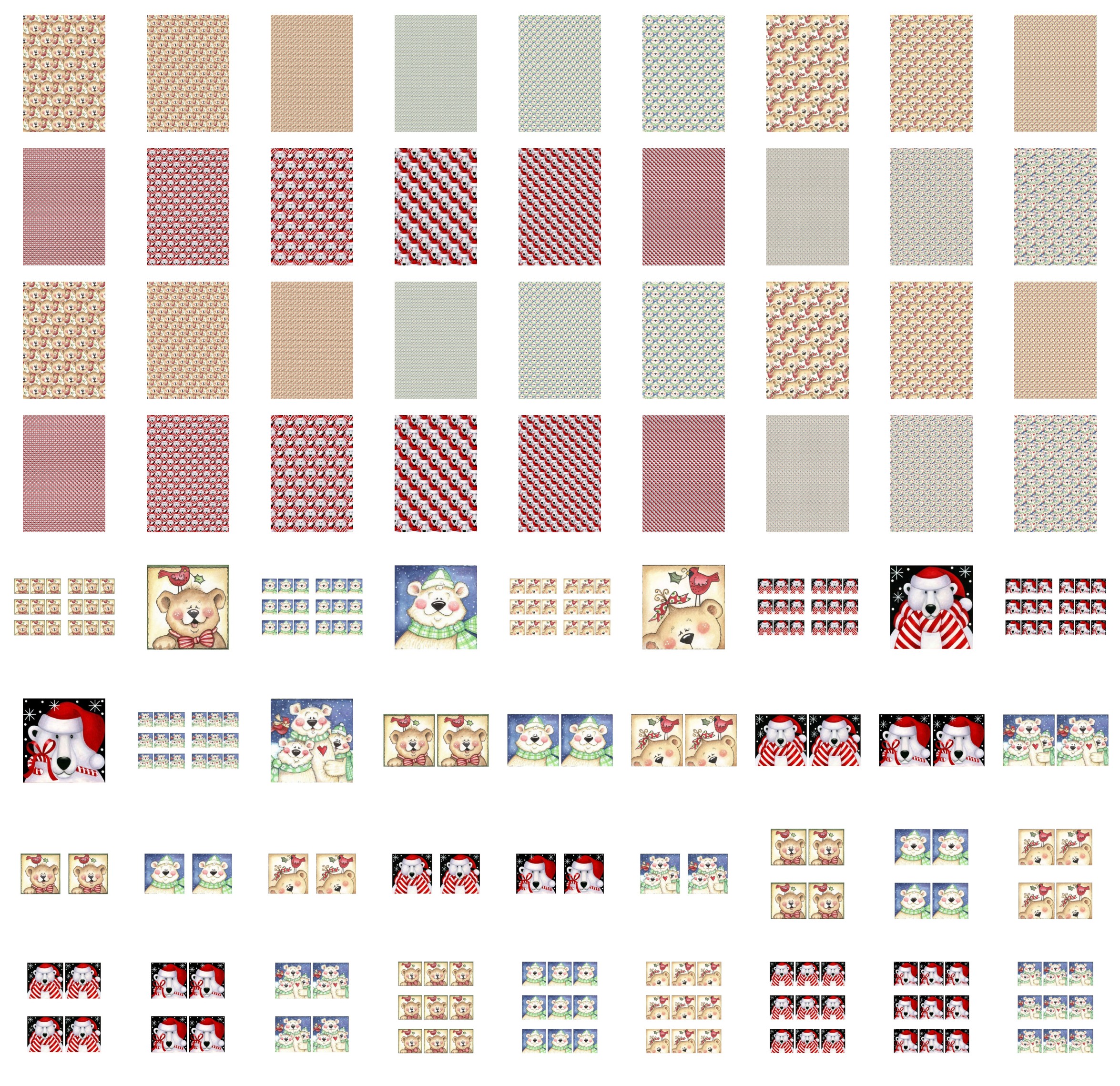 Square Christmas Bear Set Set - 72 Pages to Download