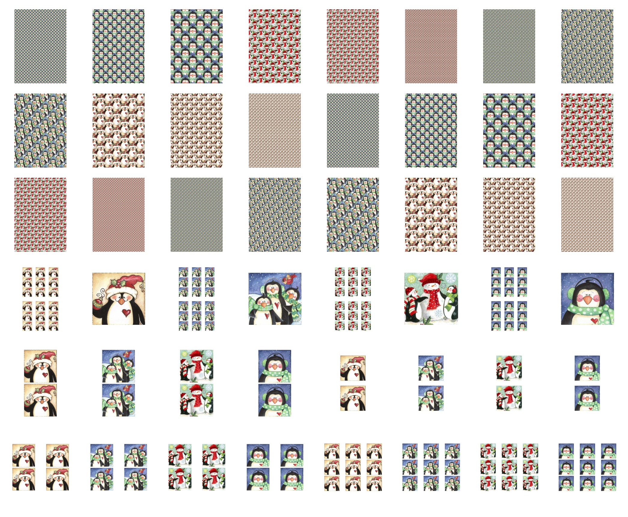 Square Christmas Penguin Set - 48 Pages to Download