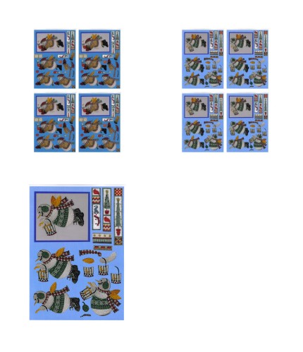 Tapestry Effect Snowman Decoupage Design 3 - 3 x A4 Page to DOWNLOAD