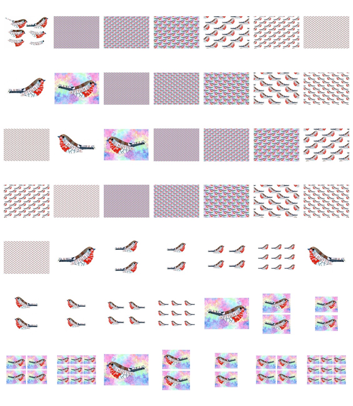 Tiled Effect Birds - Set 06 - 48 Pages to Download
