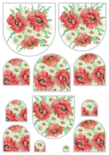 Poppies & Daisies Stacked Decoupage Set - 20 x A4 Pages to DOWNLOAD