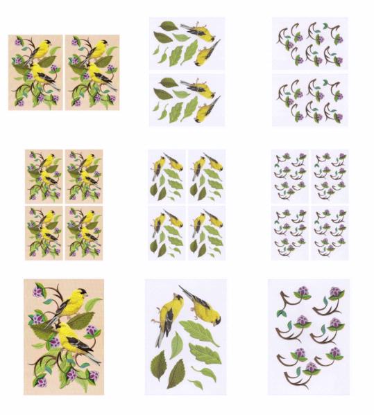 Embroidered Effect Birds & Flowers Set 04 - 9 Sheets to Download