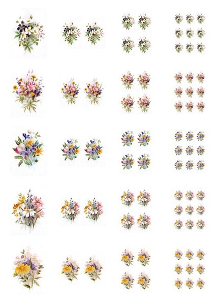 Beautiful Hand Painted Effect Bouquet Toppers Full Set - 20 Pages to Download
