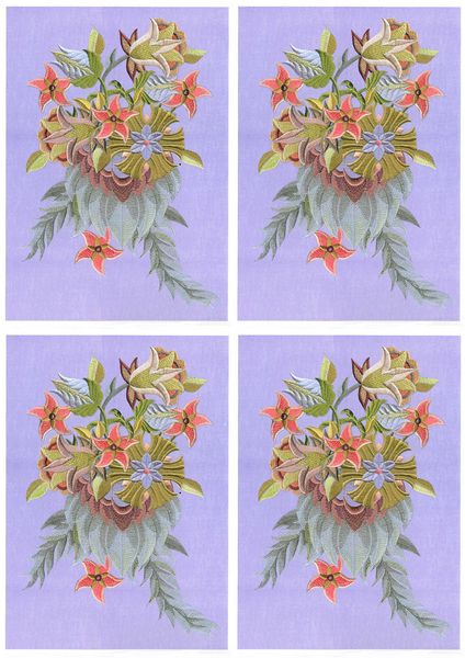 Jacobean Flowers Stitch Effect 1 to 10 Small Toppers - 10 x A4 Pages to DOWNLOAD