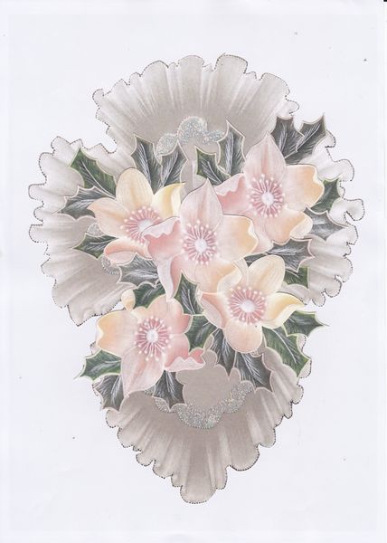 Christmas Rose & Holly Faux Parchment Set 11 - 4 x A4 Page