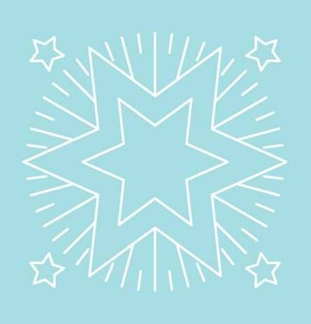 Digital White Work Christmas Star <b>Blue 4 Sizes - 4 x A4 Sheets Download