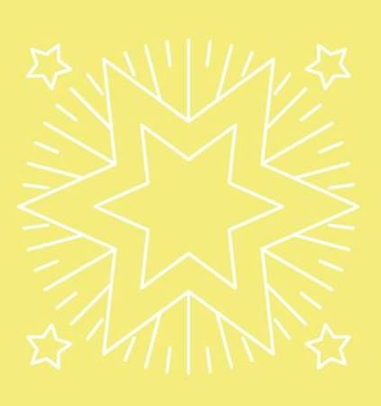 Digital White Work Christmas Star <b>Yellow 4 Sizes - 4 x A4 Sheets Download