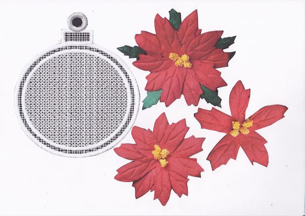 Bauble 04 with Red Poinsettia - 7 x A4 Pages to DOWNLOAD