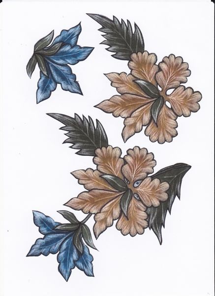 Faux Parchment Blue and Brown Flower Set - 28 Pages to Download