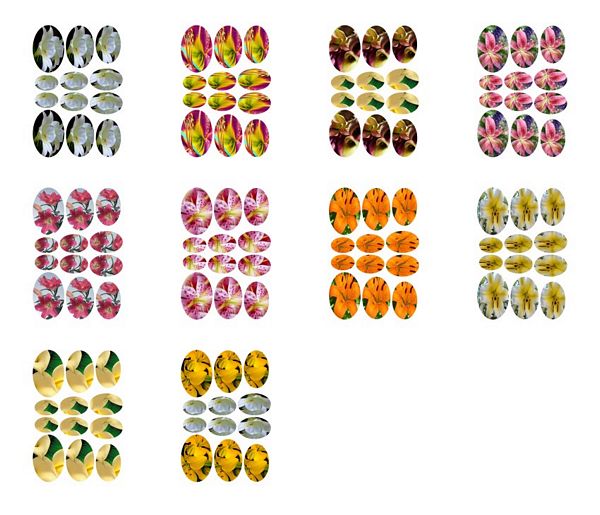 Lily Oval Stacking Decoupage - 10 Pages to Download