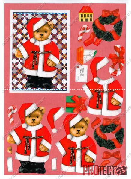 Christmas Quilties Decoupage Design 05 - 3 x A4 Page to DOWNLOAD
