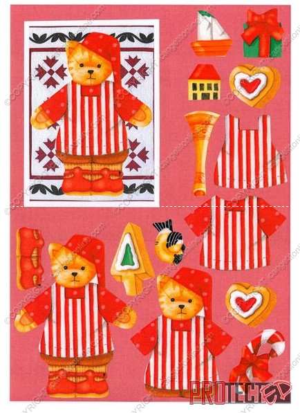 Christmas Quilties Decoupage Design 10 - 3 x A4 Page to DOWNLOAD