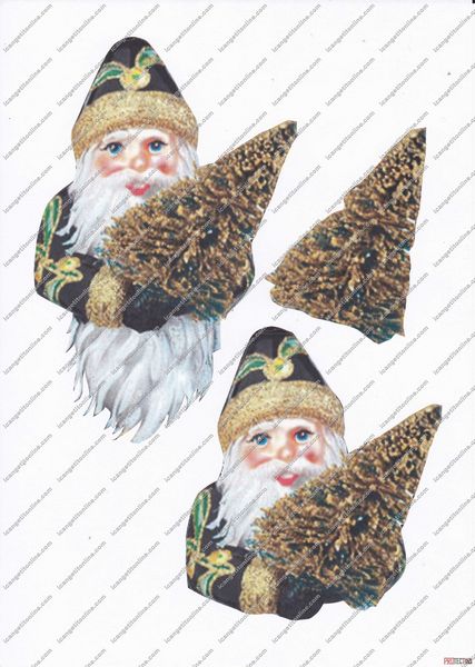 Father Christmas with Tree - Black - 5 Pages to DOWNLOAD