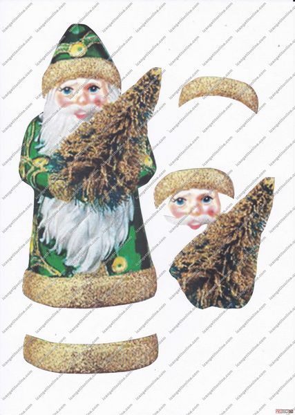 Father Christmas with Tree - Green - 5 Pages to DOWNLOAD