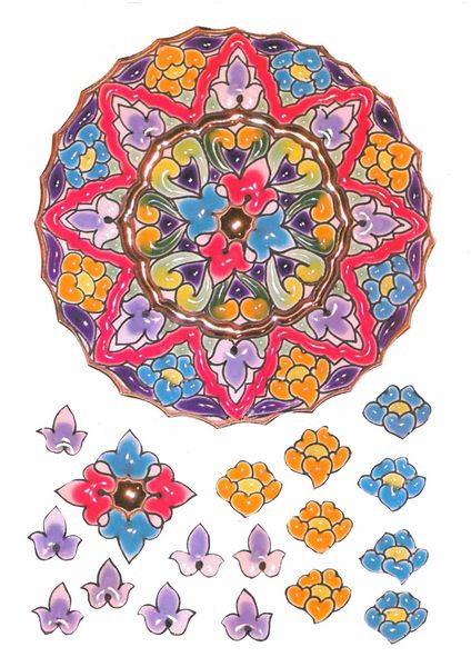 Spanish Plates Decoupage Set 1 - 9 x A4 sheets to DOWNLOAD