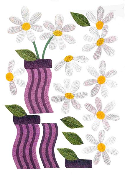 Stitched Effect Daisy Pot Set 01 - 93 Pages to DOWNLOAD
