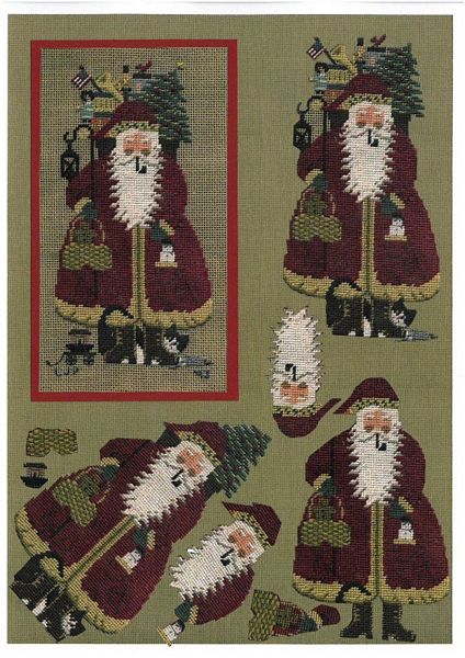 Tapestry Effect Santa Decoupage Design 3 - 3 x A4 Page to DOWNLOAD