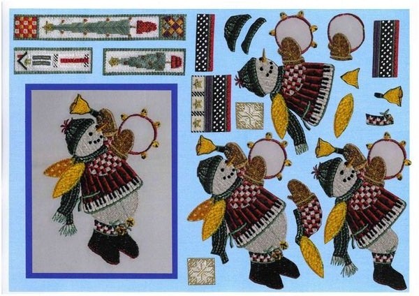 Tapestry Effect Snowman Decoupage Image 1 - 1 x A4 Page to DOWNLOAD