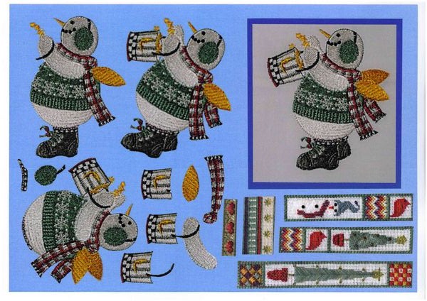 Tapestry Effect Snowman Decoupage Image 3 - 1 x A4 Page to DOWNLOAD