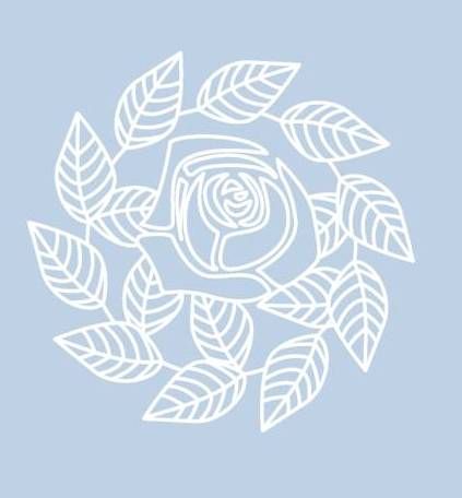 Digital White Work Rose & Leaf Swirl <b>Blue 4 Sizes - 4 x A4 Sheets Download