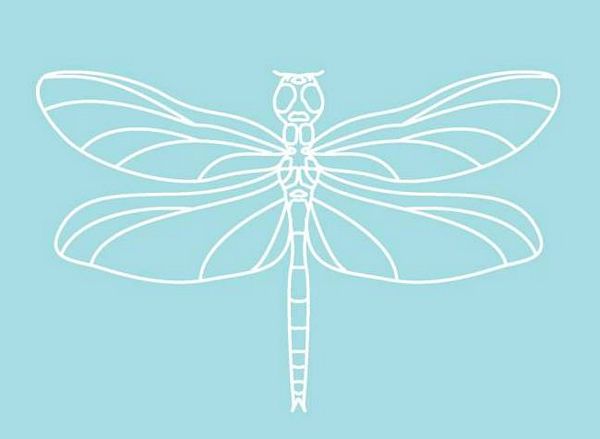 Digital White Work Dragonfly <b>Mid Blue 4 Sizes - 4 x A4 Sheets Download